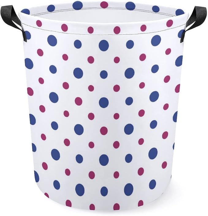 Polka Dots Laundry Basket,Laundry Hamper,Collapsible Storage Bin, Oxford Fabric Clothes Baskets,Nursery Hamper For Home,Office,Dorm,Gift Basket