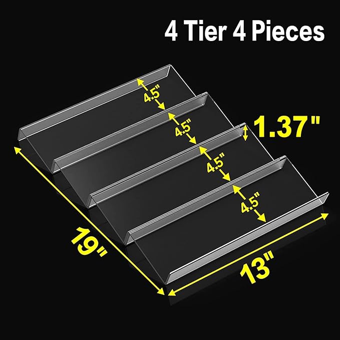 Jadehom 19 x 13 Inches Spice Drawer Organizer, 4 Tier Clear Acrylic Expandable In-Drawer Seasoning Jars Rack, Kitchen Drawer Spice Insert Tray for Cabinet/Countertop
