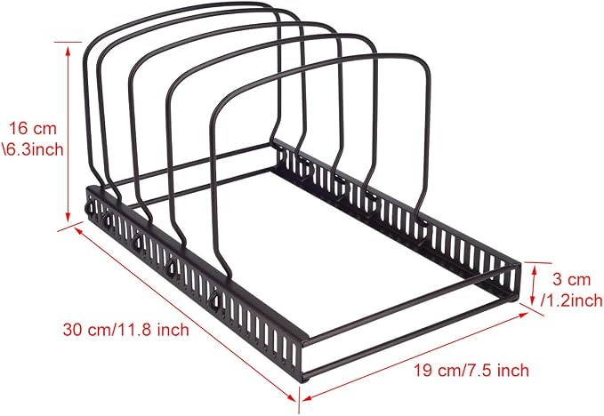 Toplife 10+ Bakeware Organizer Rack for Kitchen Bakeware, Cookware, Dinnerware, Cutting Boards, Plates, Pot and Pan Lids (Brown)