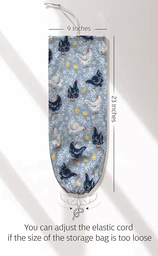Chicken Grocery Bag Holder,Animal Plastic Bag Organizer Storage,Chicken Theme Kitchen Decor 23"x9"