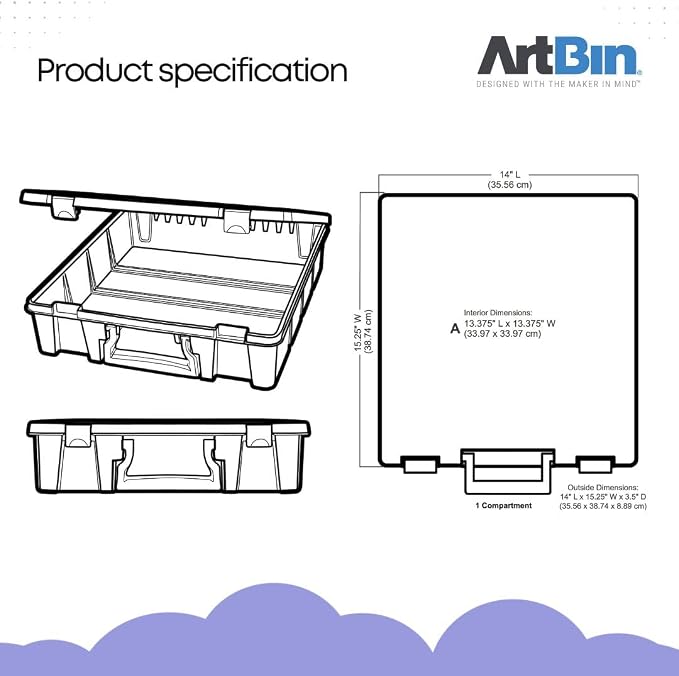ArtBin 6955RJ Super Satchel 1-Compartment Box, Art & Craft Organizer, 1-Pack, Translucent Mint