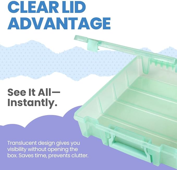 ArtBin 6955RJ Super Satchel 1-Compartment Box, Art & Craft Organizer, 1-Pack, Translucent Mint
