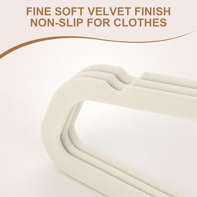 TIMMY 36-Pack Velvet Hangers with Gold Hooks - Space-Saving Non-Slip Heavy-Duty Clothes Hangers for Coats, Suits, Dresses, and Sweaters - Slim Design(Ivory+Gold)