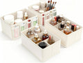 Cosmetic Storage Bins Makeup Organizer, Adjustable Multifunction Storage Box Desk Drawer Divider for Makeup Brushes, Bathroom Countertop or Dresser, Set of 4
