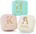 Bridesmaid Gifts Jewelry Box Personalized Small Jewelry Travel Case Custom PU Leather Portable Bridesmaid Proposal Boxes Mini Jewellery Organizer Storage Earrings Rings Necklaces for Women Girls-Pink