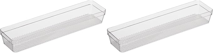 Oggi Clear Drawer Organizer | 3" X 12" | Pack of 2 | For Kitchen Drawers