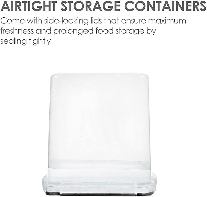 Vtopmart Food Storage Containers 2.5L / 84.5oz, 4 Pieces BPA Free Plastic Airtight Canister for Flour, Sugar, Baking Supplies, with 4 Measuring Cups and 24 Labels, Black