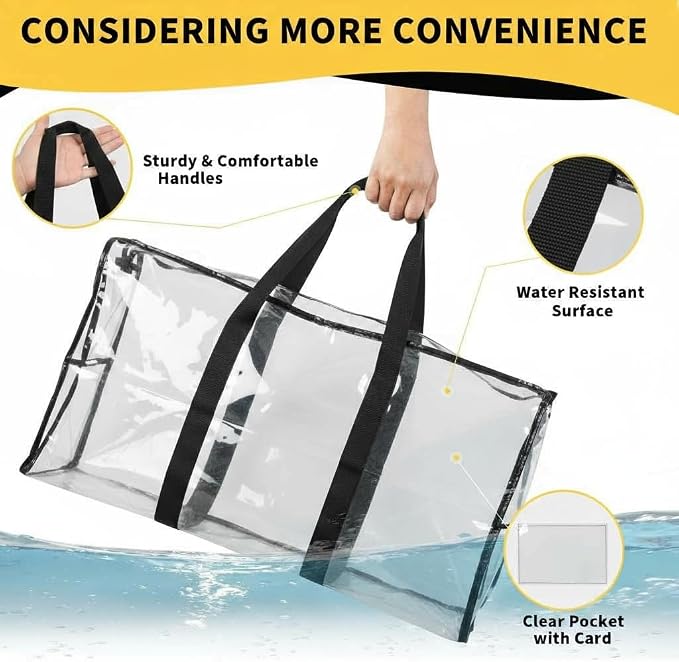 Heavy Duty Extra Large Moving Bags,121 Gallon Jumbo Packing Bags,Huge Moving Storage Bags with Strong Zippers & Carrying Handles,Reusable Big Moving Storage Bags for College Dorm Travel 2Pack,Clear