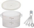Lumintrail Cambro 2 Quart Round Food Storage Container, Translucent, with a Translucent Lid, Bundle with a Measuring Spoon Set