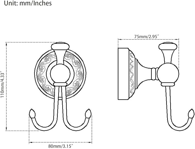 Leyden Oil Rubbed Bronze Towel Hooks, Antique Robe Hooks Brass Coat Double Clothes Hanger for Bathroom