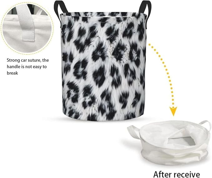 Leopard Gray Laundry Basket,Laundry Hamper,Collapsible Storage Bin, Oxford Fabric Clothes Baskets,Nursery Hamper For Home,Office,Dorm,Gift Basket