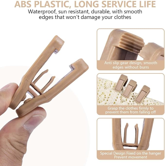 KISEER 80 Pcs Plastic Baby Hanger Clips Slim-line Finger Clips Set for Clothes Hanger Velvet Hanger (Skin)