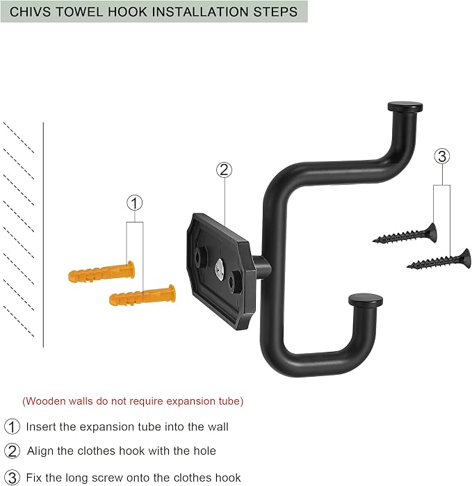 SAILING 2 Pack Coat Hooks Matte Black Towel Hooks Robe Hooks Decorative Wall Hooks for Bathroom Bedroom Kitchen Towel Robe Clothes Cabinet Closet Bathroom Hardware