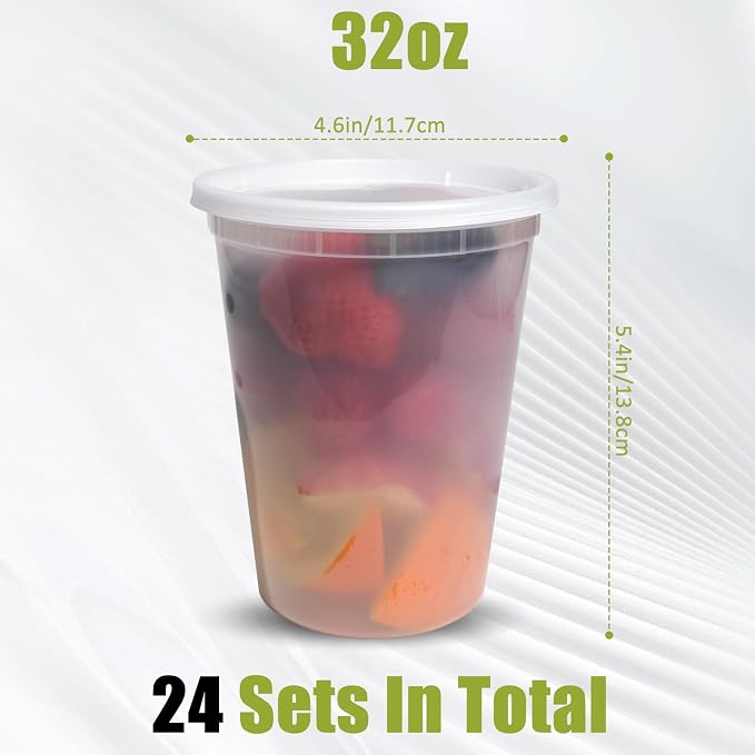 EASYTRIP [60 Pack] 32oz Deli Containers with Lids,Food Storage Container with airtight lid，Plastic Soup Containers with Lids Meal Prep/BPA Free/Freezer Safe/Dishwasher Safe/Microwave Safe/Stackable