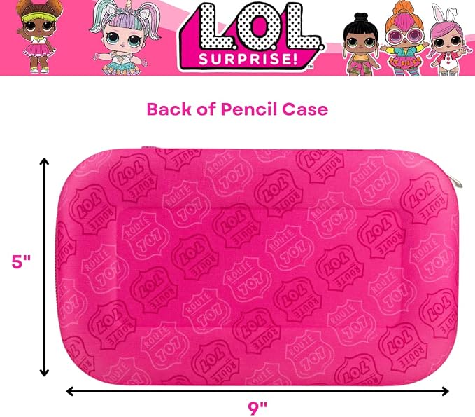 Innovative Designs LOL Surprise Dolls Pencil Case Set with LOL Stickers and Gel Pens for Girls, Molded with Zip Closure, Pink