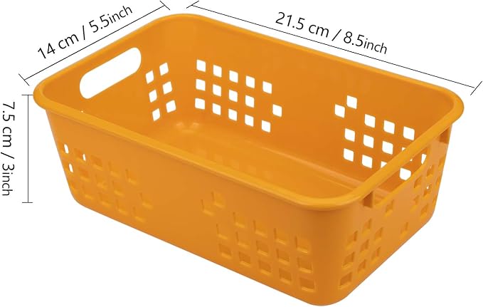 Jucoan 12 Pack Classroom Storage Baskets, Colorful Small Plastic Organizer Basket Bin, Pen Pencil Crayon Storage Tray for Home Office School Desktop, Drawers, Shelves, 4 Colors, 8.5 x 5.5 x 3 Inch