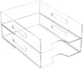 HIIMIEI Paper Organizer for Desk, Acrylic Paper Tray, Clear Letter Tray Desk Stackable Organizer Tray for School, Home, Office 2 Tiers
