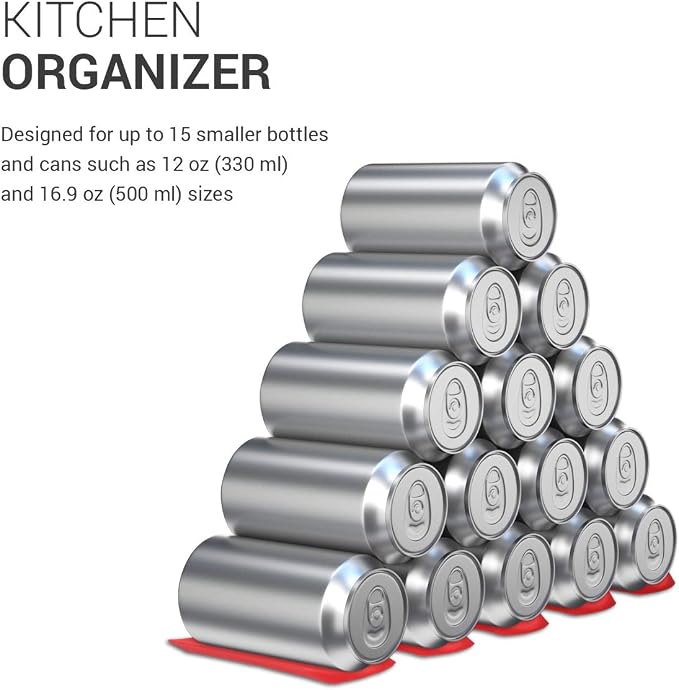 kwmobile Bottle Stacking Mat - Refrigerator Organizer to Stack Bottles, Cans, Beer, Soda - Non-Slip Holder Rack