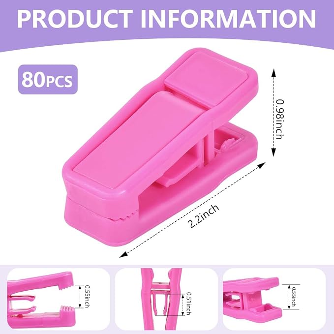 KISEER 80 Pcs Plastic Baby Hanger Clips Slim-line Finger Clips Set for Clothes Hanger Velvet Hanger (Pink)