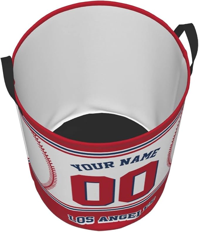 Los Angeles Laundry Hamper Personalized Laundry Basket Customized Name And Number Collapsible Storage Basket for Bedroom Bathroom Living Room Baseball Fan Gifts
