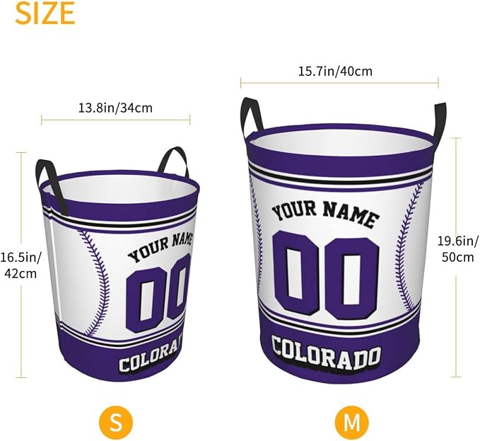 Custom Colorado Laundry Hamper Personalized Laundry Basket Customized Name And Number Collapsible Storage Basket for Bedroom Bathroom Living Room Baseball Fan Gifts