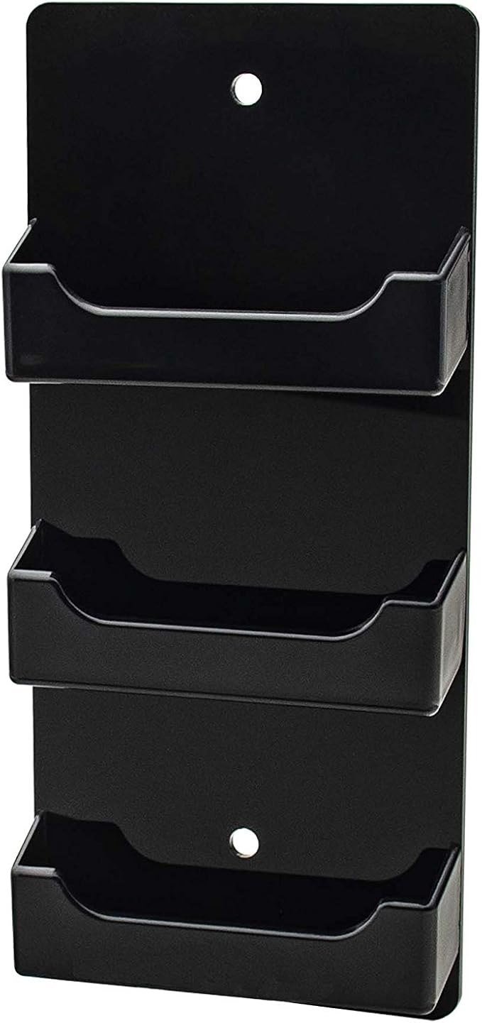 Marketing Holders Wall Mount Business Card Holder with Hanging Hardware Holds 50 Business or 30 Gift Cards of 3.5" x 2" Printed Material Black Acrylic Organizer