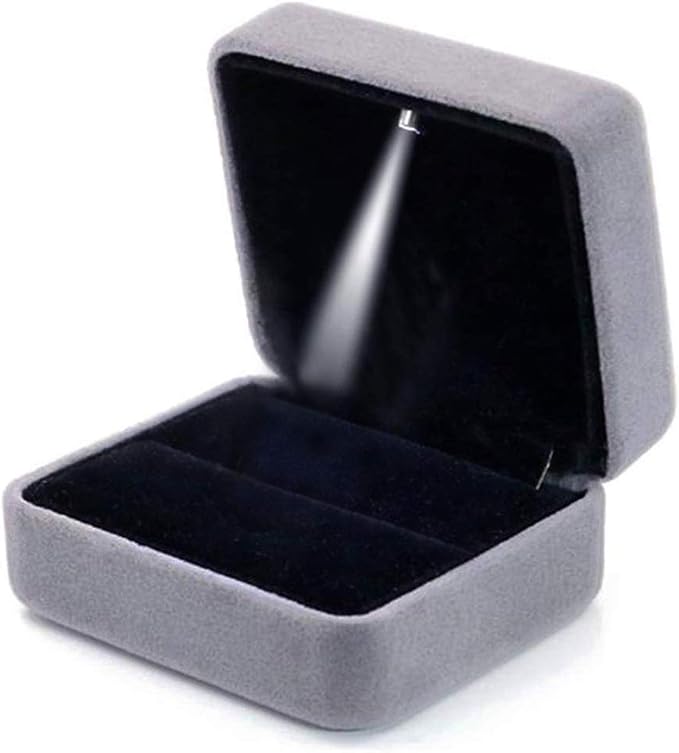 Velvet Ring Box with LED Light Jewelry Display Gift Box for Proposal,Engagement, Wedding