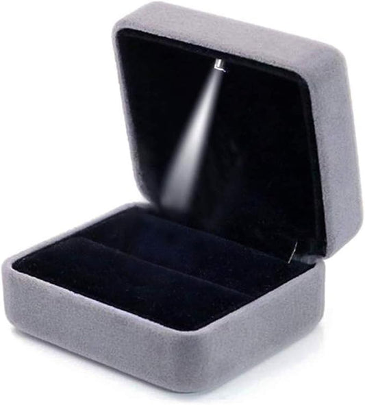 Velvet Ring Box with LED Light Jewelry Display Gift Box for Proposal,Engagement, Wedding