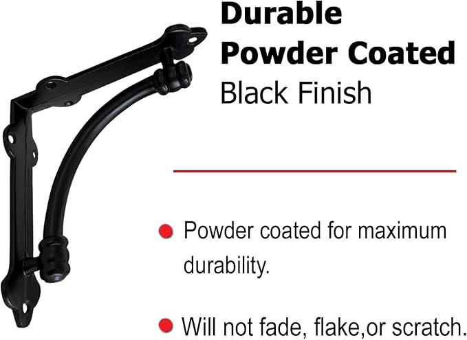 NACH Decorative Shelf Brackets, 4 Pack of 5.25 x 1.25 x 5.25 inch Black Cast Iron Shelf Brackets - Decorative Brackets for Mounting - Industrial Style Brackets