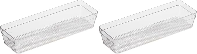 Oggi Clear Drawer Organizer, 3" X 9" | Pack of 2 | For Kitchen | For Office | For Bathroom