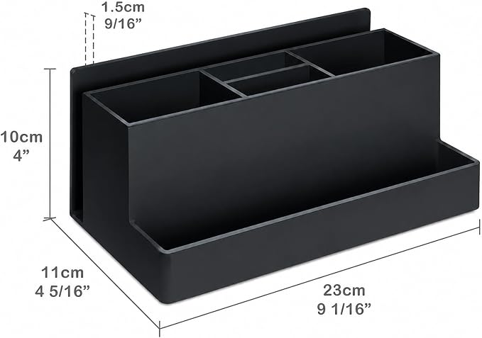 Acrimet Desktop Organizer - Multi Organizer Caddy Holder for Office, Home and School use (Plastic) (Black Color) | Office Notebook, Briefcase, Pads & Accessories