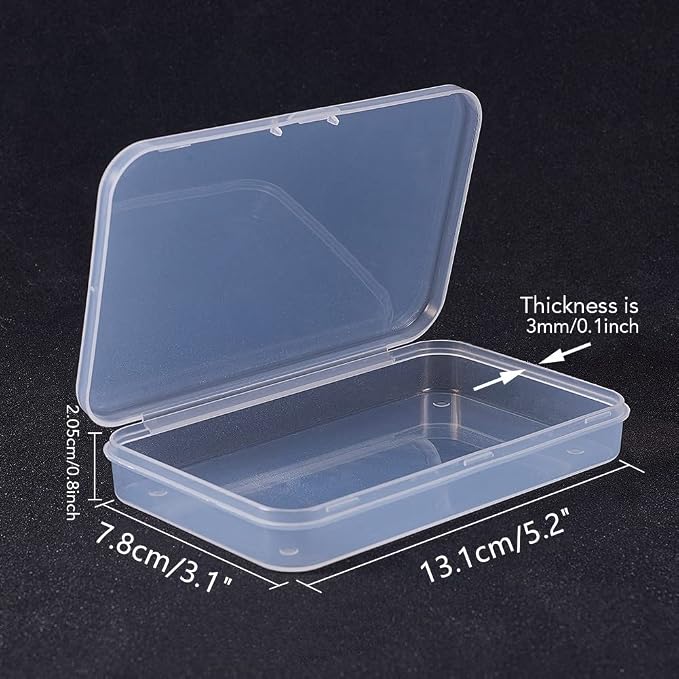 BENECREAT 10 Packs 5x3.3x0.8 Large Clear Rectangle Plastic Storage Box Bead Storage Containers with Lids for Cards, Clips and Other Craft Accessories
