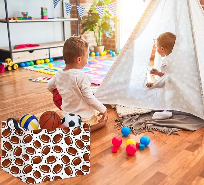 Rectangular Football Basket Kids Baby Storage Basket Cute Kids Toy Storage Bin Organizer Shelf Book Sports Footballl Room Decor(Football)