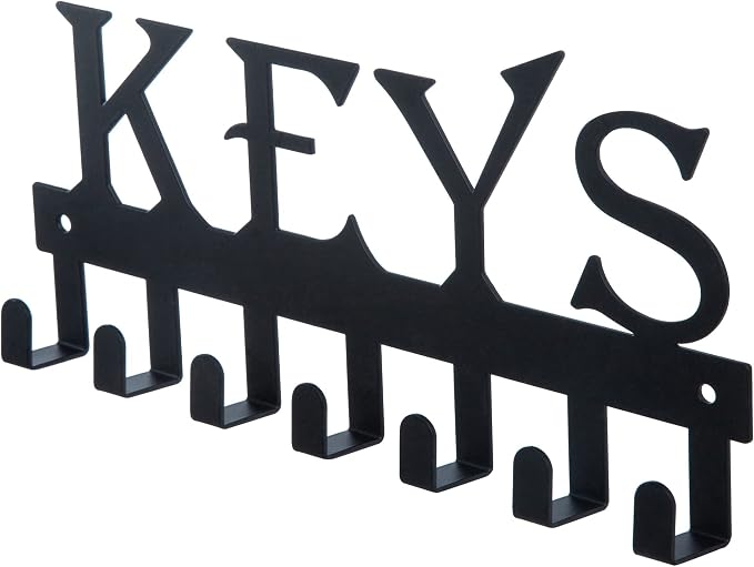 FairyCity Keys Holder for Wall Metal Vintage Keys Hook-25cm*12.8cm Home Decor Key Hanger Decorative with 7 Hooks,Black…
