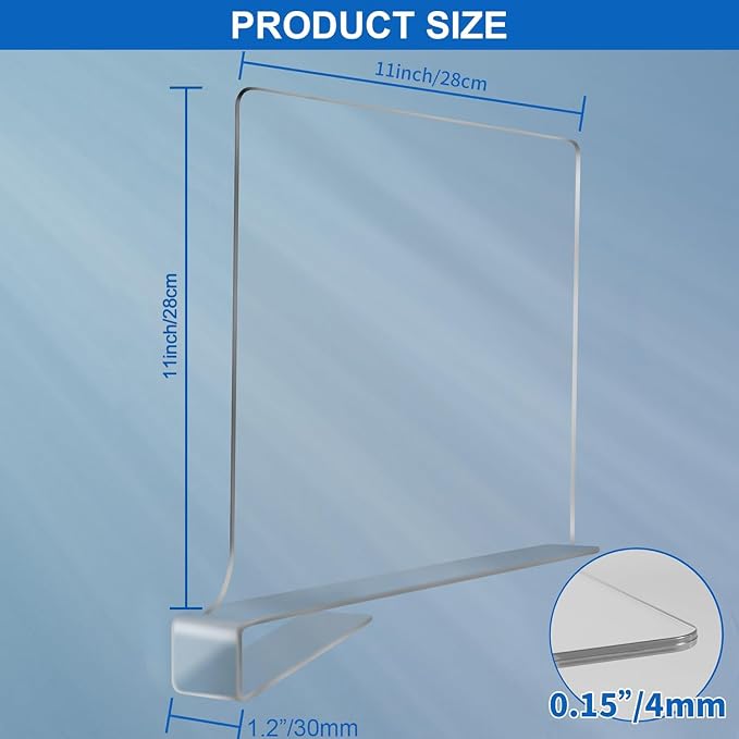 11 Inches [Extra Tall Version] Clear Shelf Dividers for Closet Organization and Storage, 6 Pack Purse Organizer for Closet Acrylic Adjustable Bookshelf for Organization, Perfect for Sweater, Clothes