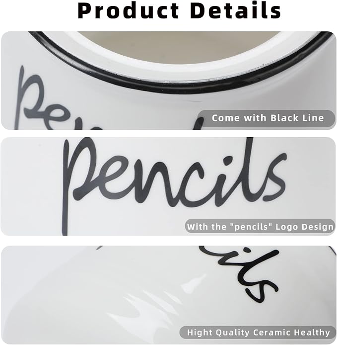 ONTUBE Porcelain Pencils Holder Stand,Ceramic Pens Holder (White)