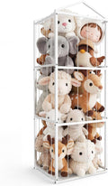 NomNest Stuffed Animal Storage Zoo, Large Metal Plushies Organizer, Heavy Duty Metal Teddy Bear Toy Holder for Kids' Bedroom & Playroom & Nursery (Non-Wheeled, White)