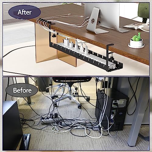 Shikha 2 Pack Cable Management Under Desk, 15.7"-31" Retractable Cable Management Tray, No Drilling Cord Organizer with 