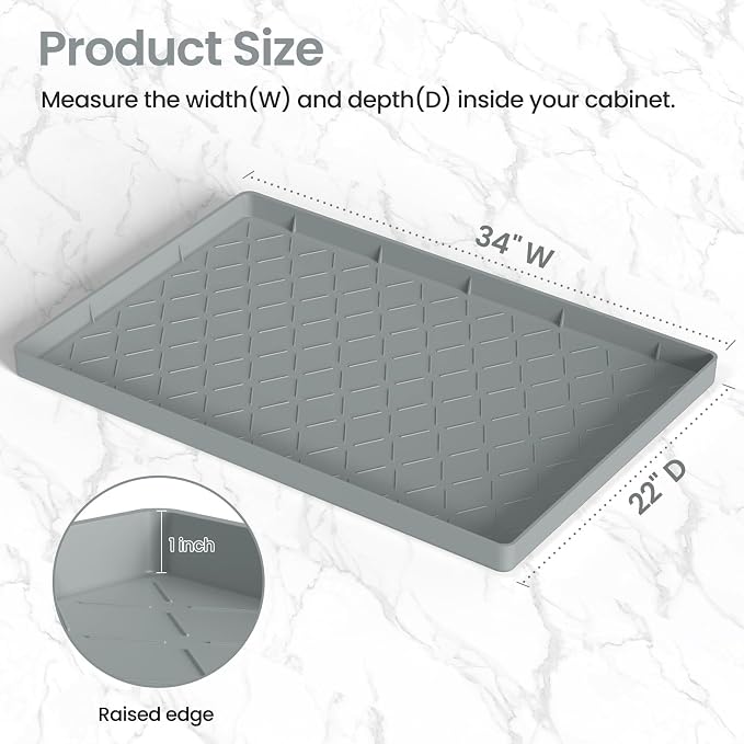 Mateeylife Under Sink Mats for Kitchen Waterproof 34"X22", Undersink Protectors，Silicone Mat Cabinet Liner, Under Sink Organizer for Bathroom and Kitchen，Boot Tray Pet Food Mat, Bronze