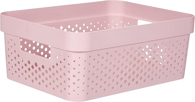CURVER Infinity 17L Recycled Storage Basket - Multi Purpose Storage, Stackable and Nesting - 35.5 x 26.7 x 13.7 cm - Pink