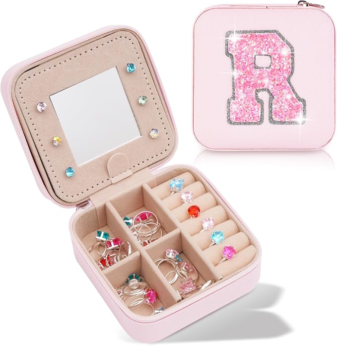 Uygafly Gifts for Teen Girl Trendy Stuff,Birthday Gift for 5 6 7 8 9 10 11 12 13 14 15 Year Old Girls,Cute Travel Jewelry Case Small Box | Pink,R