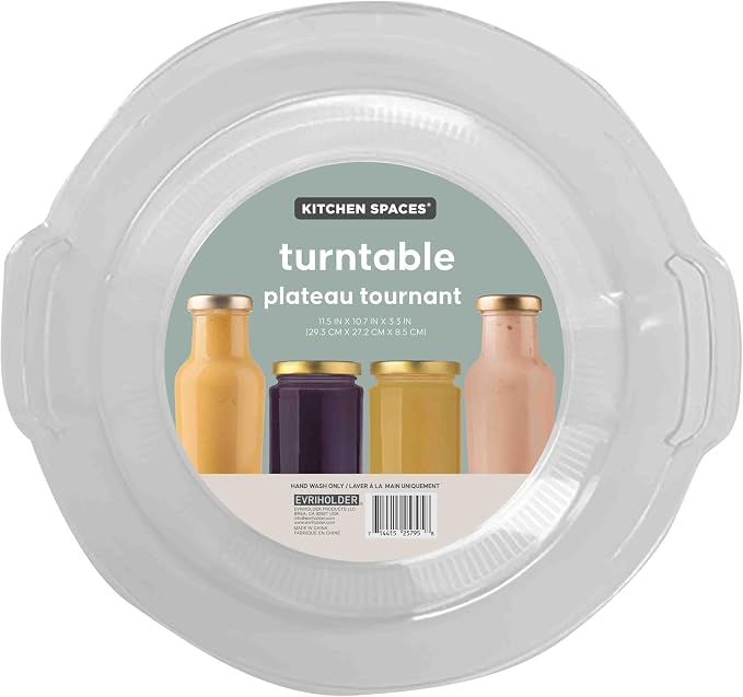 Kitchen Spaces Large Lazy Susan Organizer Bin, Pantry Rack or Deep Cabinet Turntable Shelf Storage, High Sides to Prevent Spills, BPA-Free Plastic, Clear and Sturdy with Full Spin