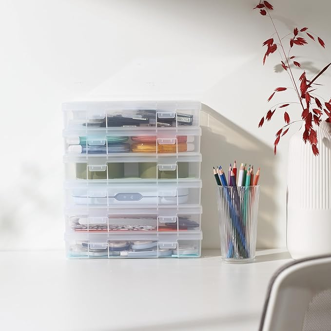 9 Pack Medium Clear Plastic Storage Boxes with Lids, Craft Jewelry Life Item Organizer for Puzzles, Pens, Rings, Needle and Thread, Nail Polish, Remote Controls