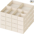 Criusia Drawer Organizer Clothes, 24 Pack Dresser Organizer for Baby Clothes, Underwear, Sock- Foldable Closet Organization and Storage Dividers Bins for Nursery, Bedroom and Dorm (Beige)
