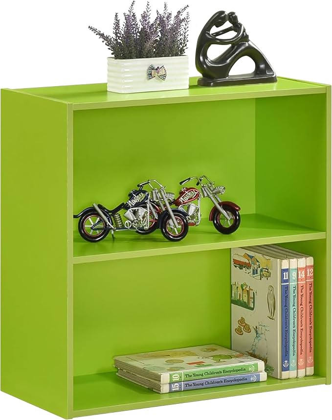 KB Designs - Tony 2-Tier Modern Bookcase with Open Storage Shelves for Kids’ Rooms, Playrooms, or Home Offices – Compact Colorful Bookshelf Organizer