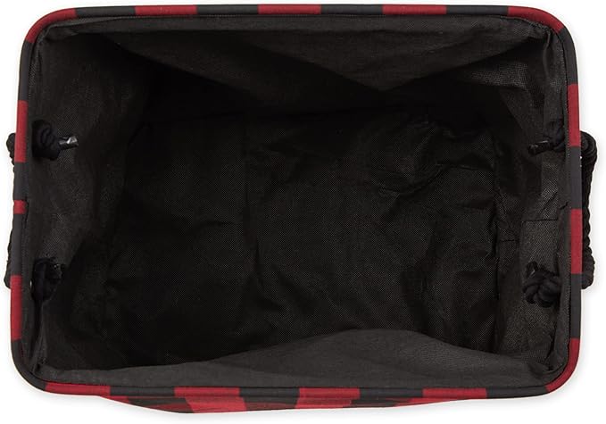 DII Buffalo Check Storage Collection Collapsible Bin with Handles, Large Rectangle, 17.5x12x15, Red & Black