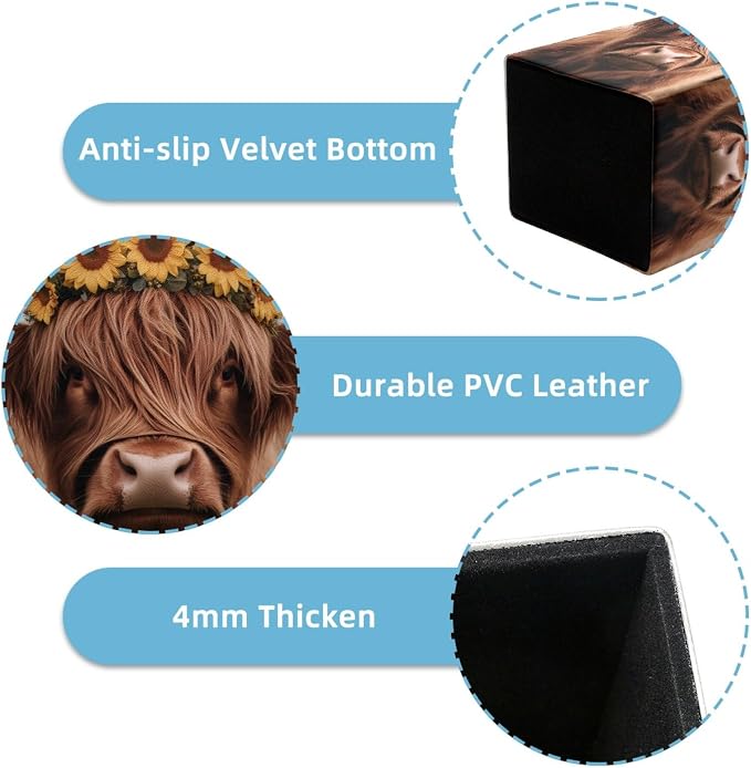Pen Holder for Desk, Highland Cow Sunflower Pencil Holder, Pen Cup Functional Desk Organizer for Office Supplies