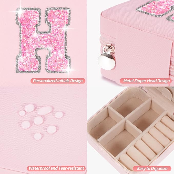 Uygafly Gifts for Teen Girl Trendy Stuff,Birthday Gift for 5 6 7 8 9 10 11 12 13 14 15 Year Old Girls,Cute Travel Jewelry Case Small Box | Pink,H