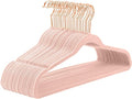 MIZGI Premium Velvet Hangers (50 Pack) Heavy Duty - Non Slip Felt Hangers - Blush Pink - Rose Gold 360 Degree Swivel Hooks,Space Saving Clothes,Durable Strong for Suits,Coats,Dress