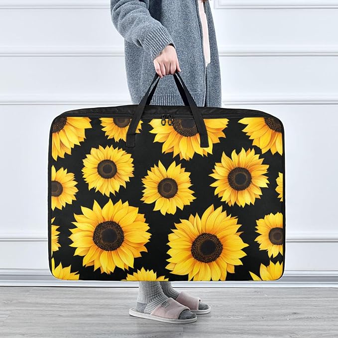 Blueangle Multipurpose Moisture Proof Foldable Sunflower Pattern Storage Bag for Clothes Comforter Quilt Bedspread Pillow Blanket (100L)